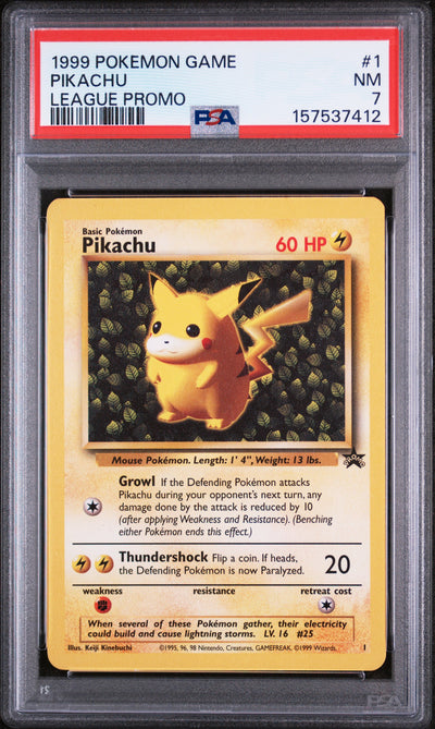 1999 Pokemon Wizards of the Coast Black Star Promos Pokemon League Pikachu #1 PSA 7