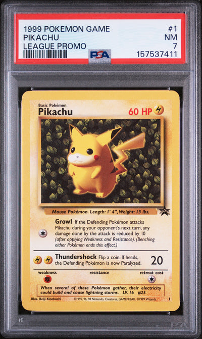1999 Pokemon Wizards of the Coast Black Star Promos Pokemon League Pikachu #1 PSA 7