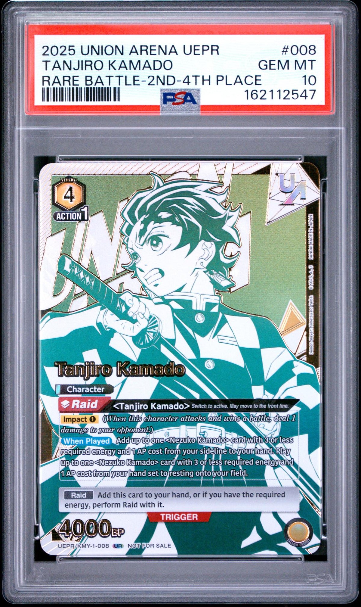 2025 Union Arena Uepr-Promos Rare Battle-2nd-4th Place Tanjiro Kamado #008 PSA 10