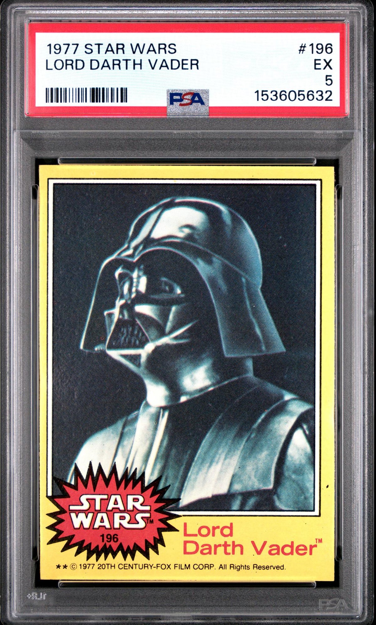 1977 Star Wars Lord Darth Vader #196 PSA 5