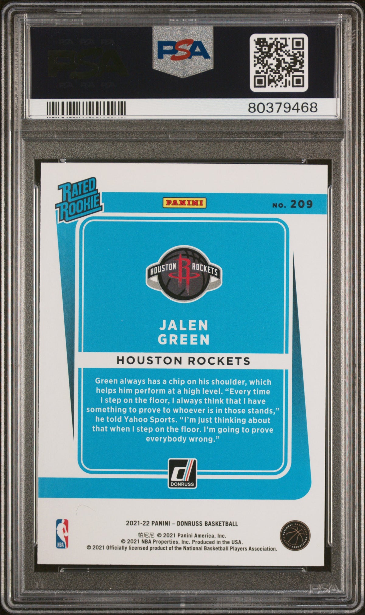 2021 Donruss Choice Jalen Green #209 PSA 10