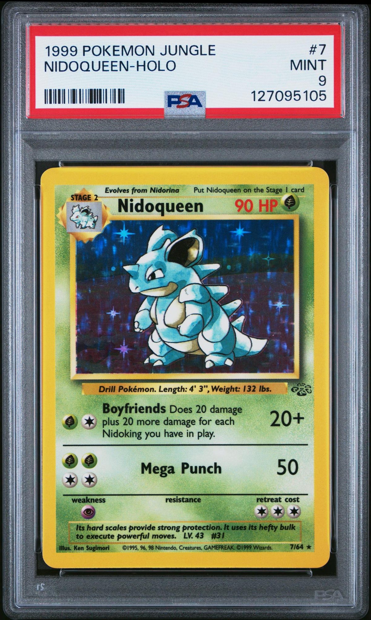 1999 Pokemon Jungle Holo Nidoqueen #7 PSA 9