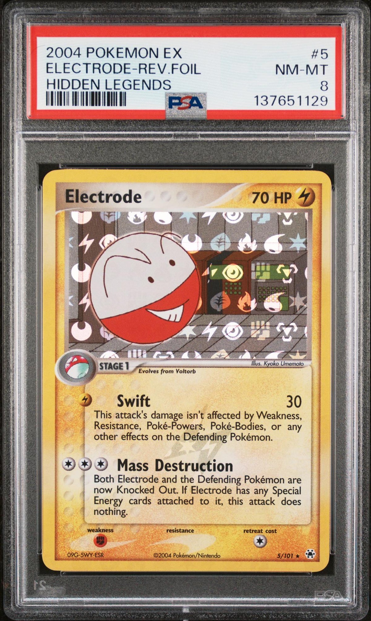 2004 Pokemon Ex Hidden Legends Reverse Holo Electrode #5 PSA 8