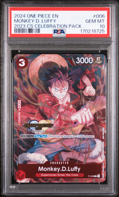 2024 One Piece Card Game Monkey D. Luffy #006 2023 CS Celebration Pack PSA 10