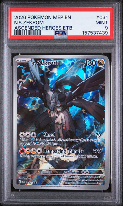 2026 Pokemon Black Star Promo Mega Evolution Ascended Heroes Elite Trainer Box N's Zekrom #031 PSA 9
