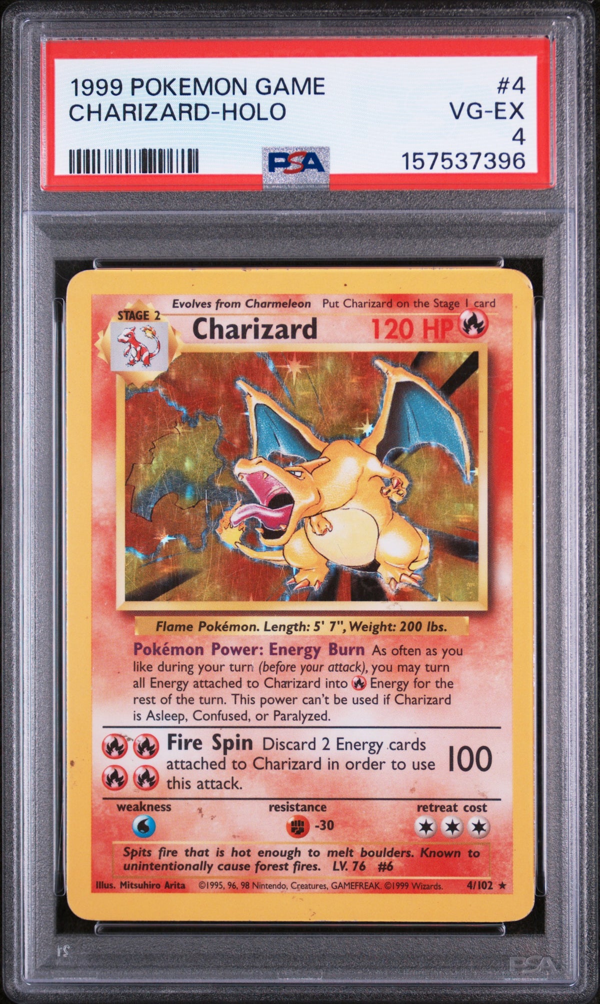 1999 Pokemon Game Holo Charizard #4 PSA 4