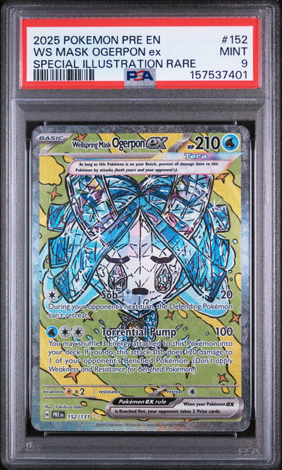 2025 Pokemon Prismatic Evolutions Special Illustration Rare Wellspring Mask Ogerpon Ex #152 PSA 9
