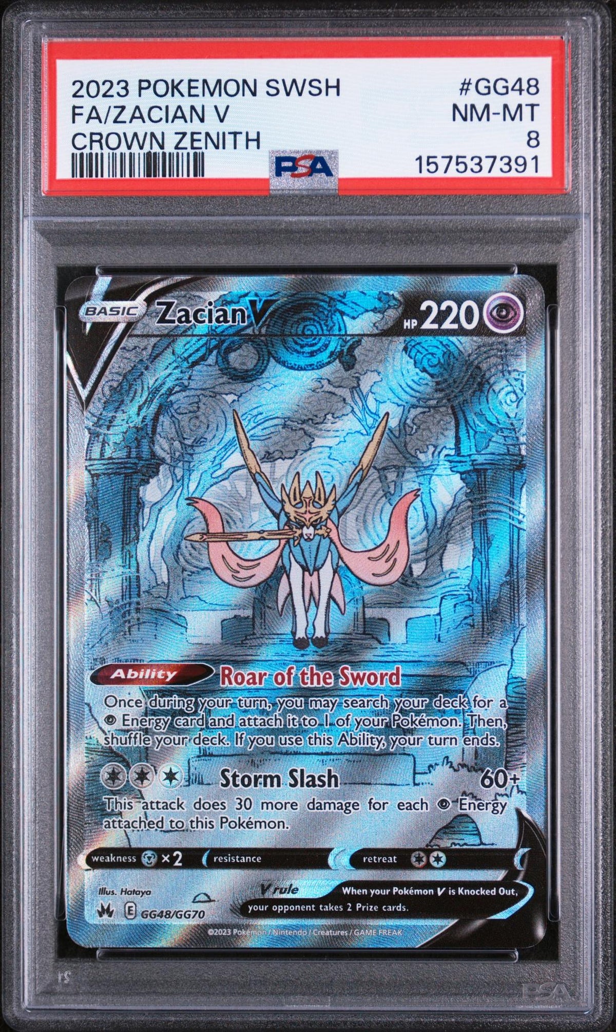 2023 Pokemon Sword and Shield Crown Zenith Galarian Gallery Zacian V #GG48 PSA 8