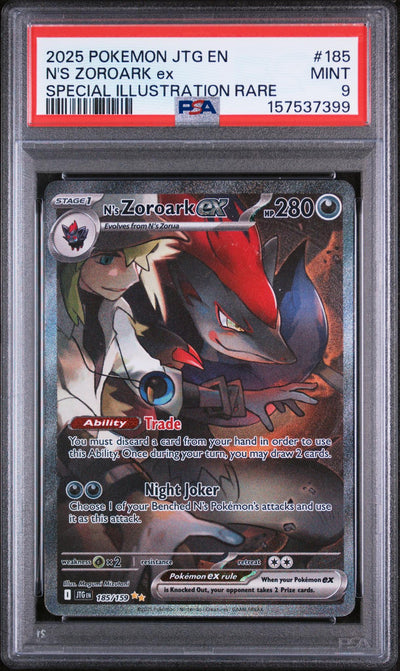 Pokémon JTG N's Zoroark ex #185 Special Illustration Rare PSA 9