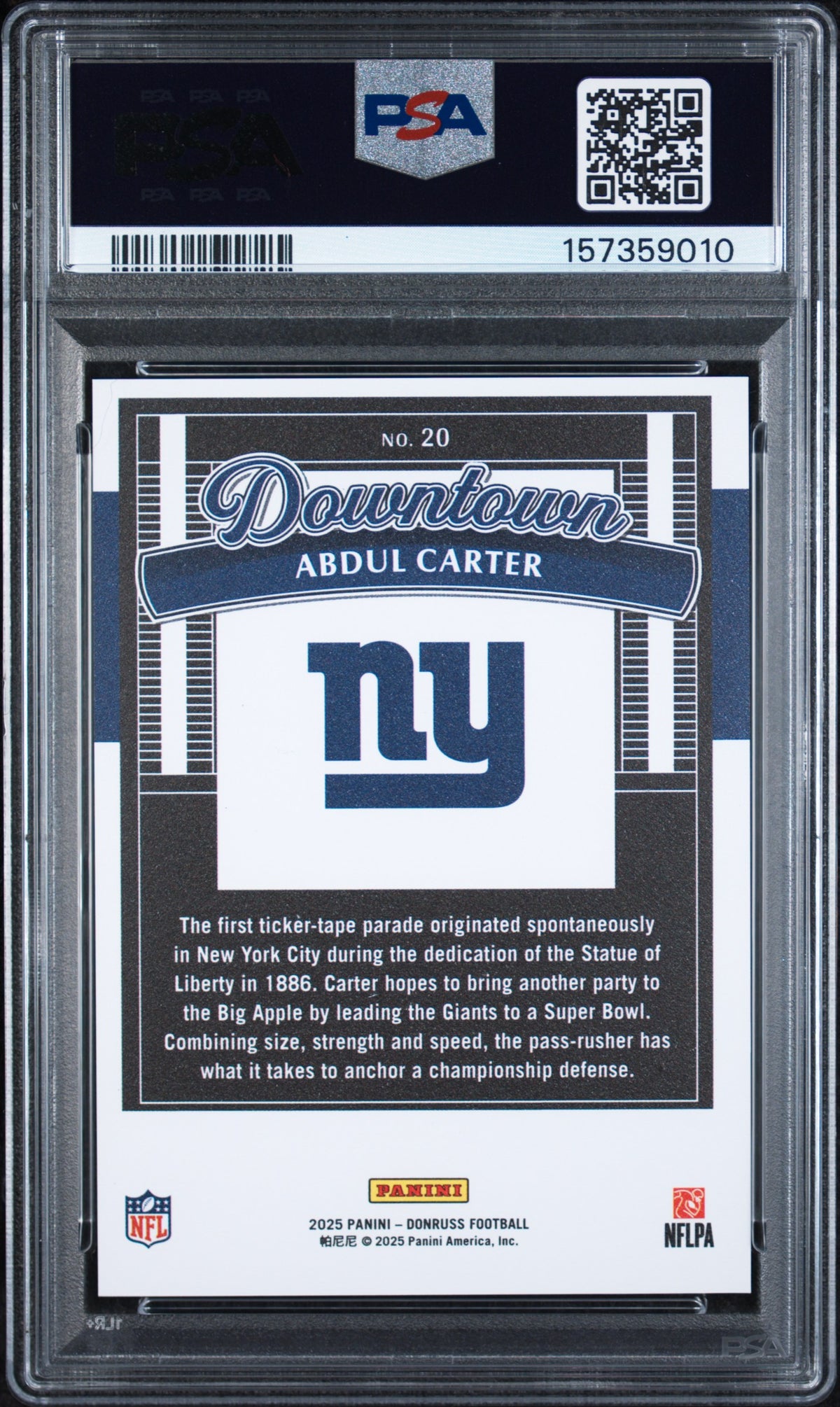 2025 Donruss Downtown Abdul Carter #20 PSA 9