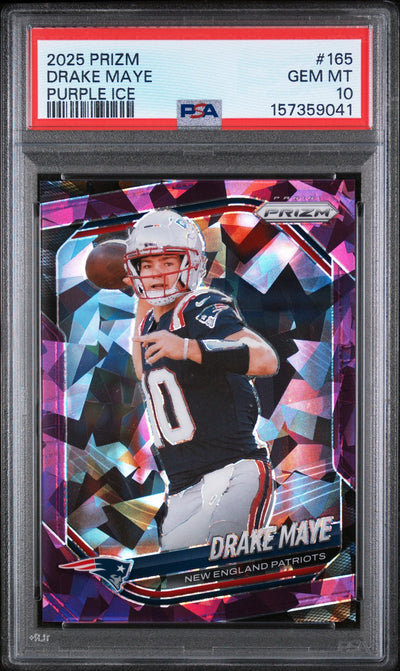 2025 Panini Prizm Prizms Purple Ice Drake Maye #165 /225 PSA 10