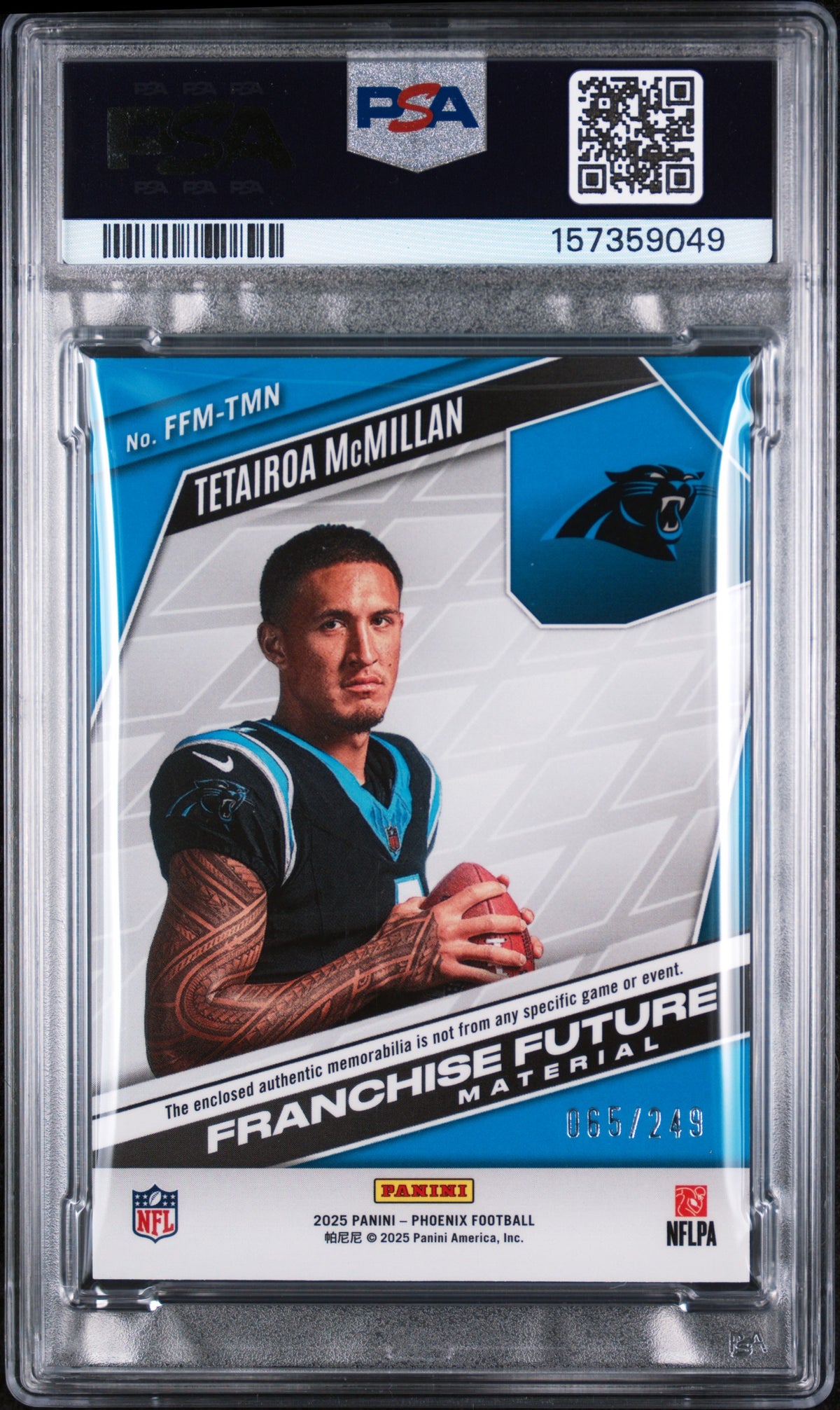 2025 Panini Phoenix Franchise Future Material Franchise Future Mat-Red Tetairoa Mcmillan #FFM-TMN /249 PSA 6