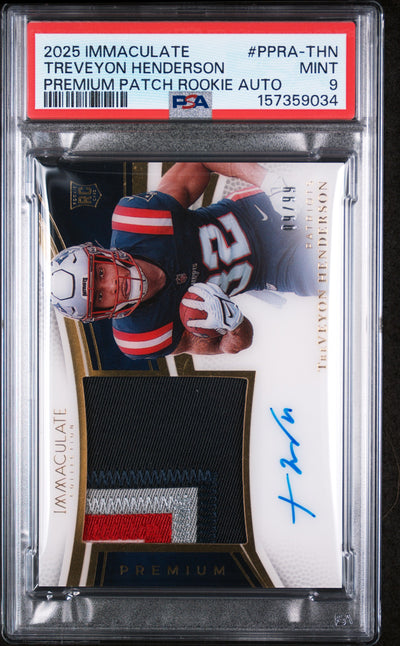 2025 Panini Immaculate Collection Premium Patch Rookie Autographs Treveyon Henderson #PPRA-THN /99 PSA 9