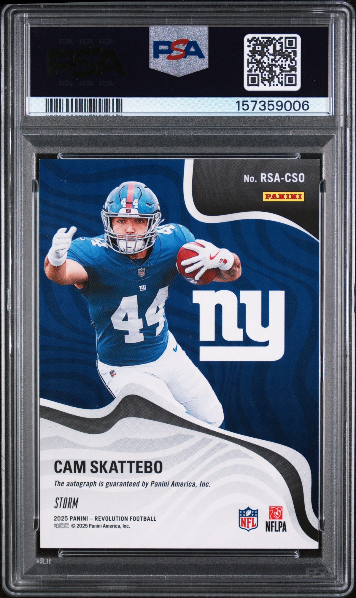 2025 Panini Revolution Revolution Signatures Storm Cam Skattebo #RSA-CSO PSA 9