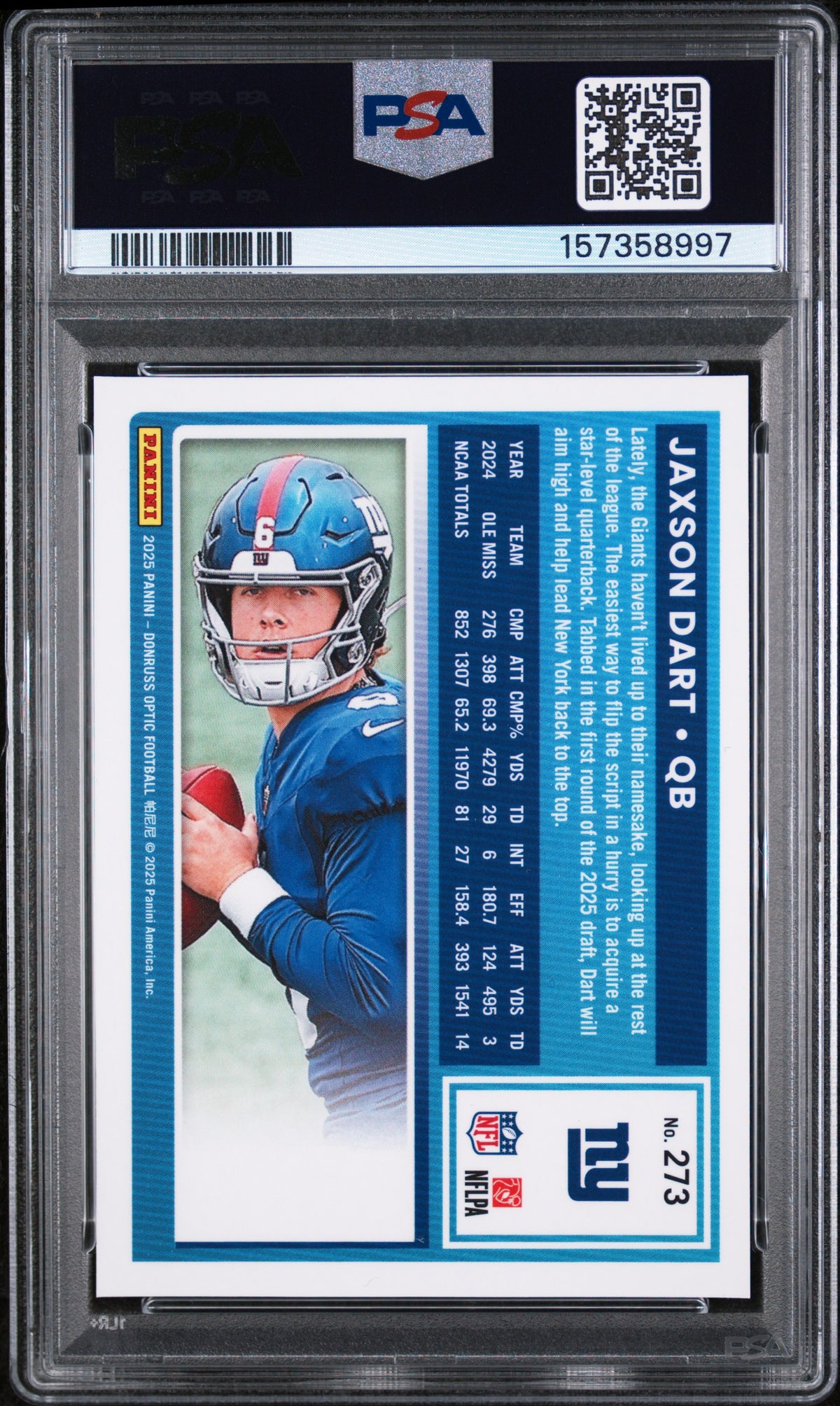 2025 Donruss Optic Rated Rookie Jaxson Dart #273 PSA 9