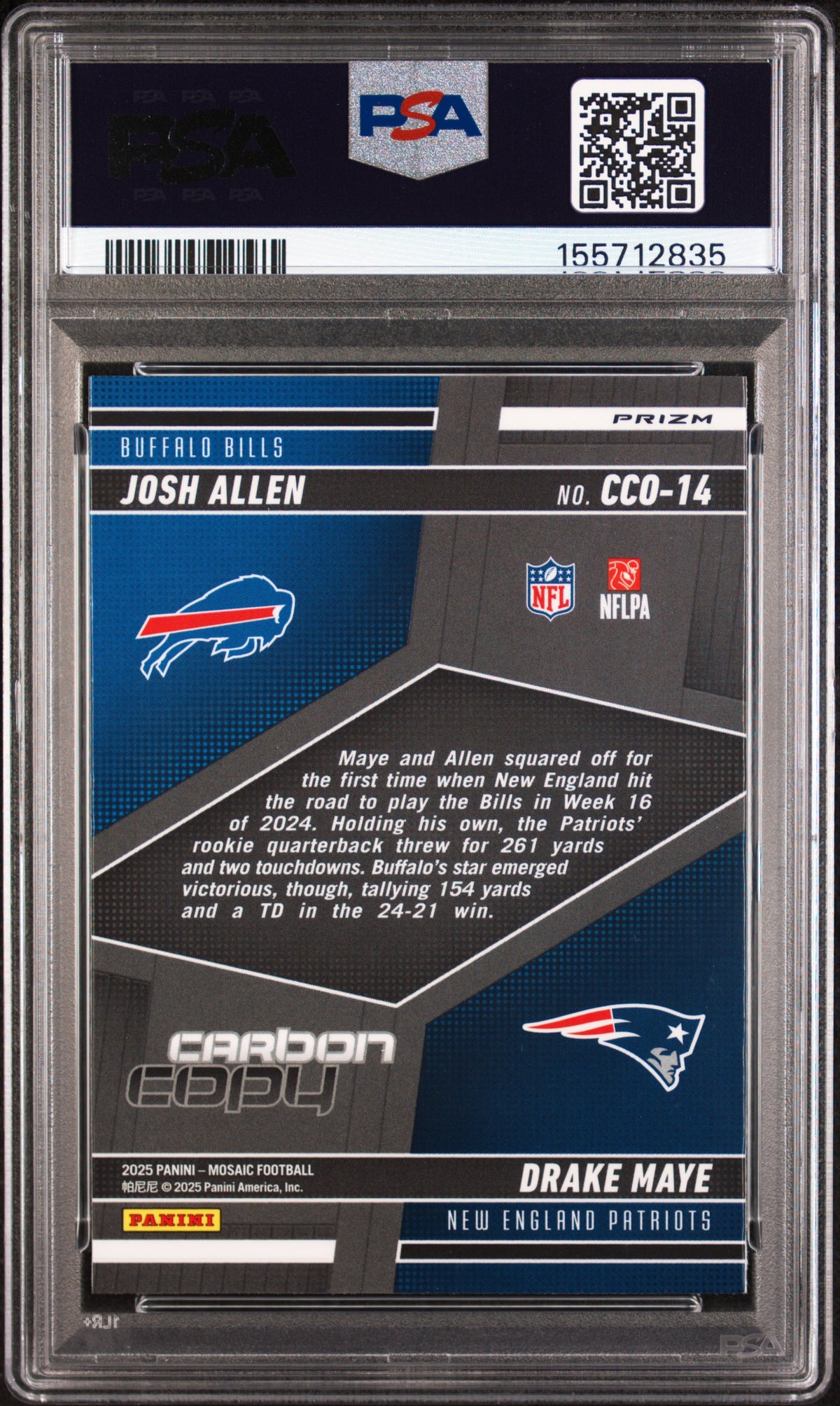 2025 Panini Mosaic Silver Josh Allen/Drake Maye #CCO-14 PSA 10