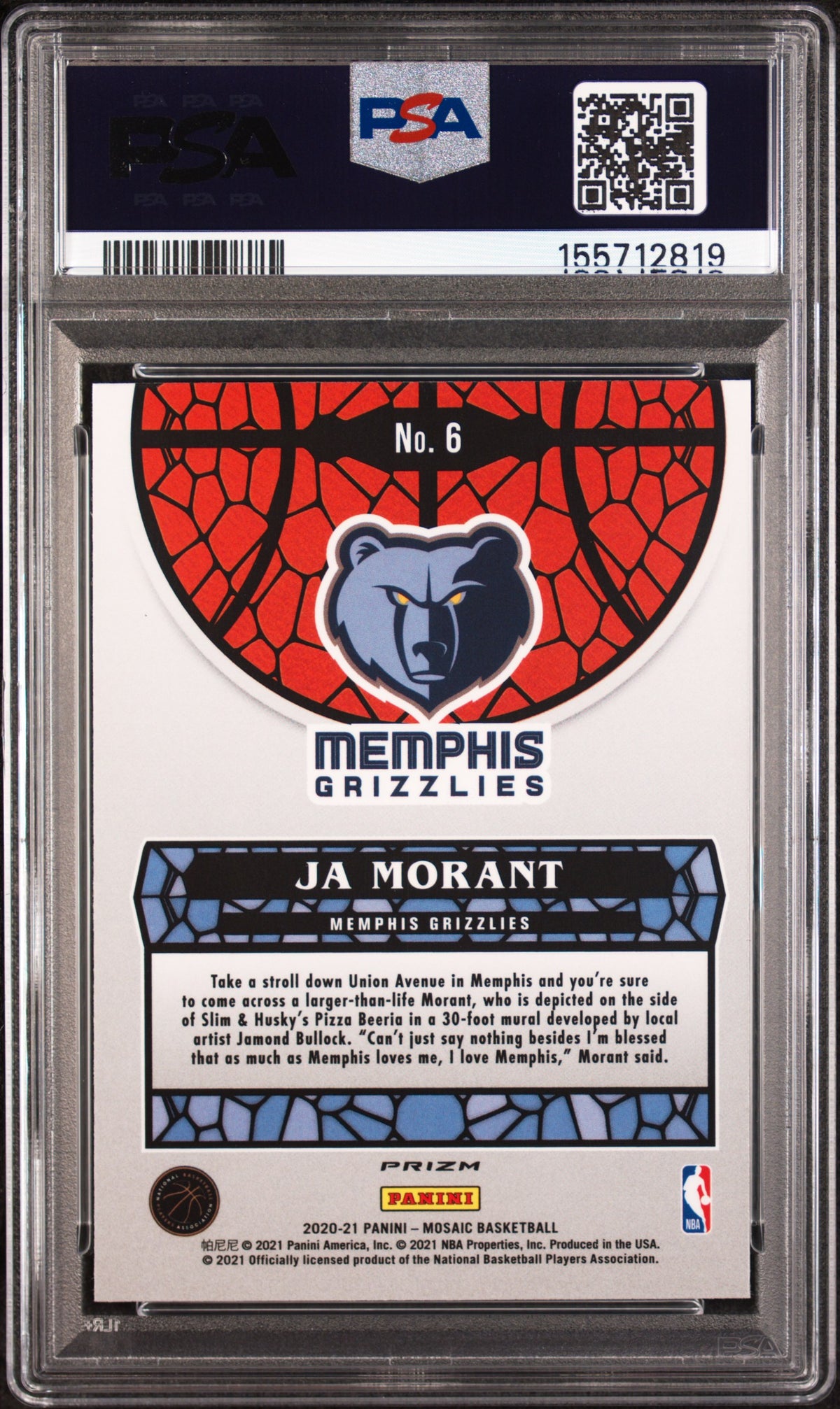 2020 Panini Mosaic Stained Glass Ja Morant #6 PSA 7