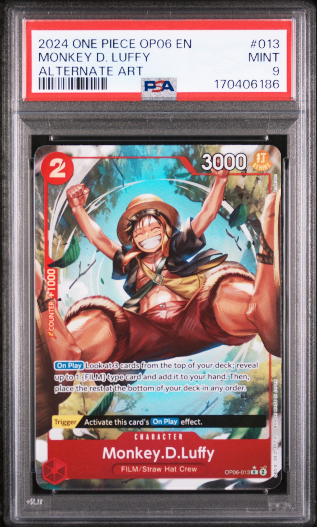 2024 Wings of the Captain (Op-06) English (Borderless) Alt Art Monkey D. Luffy #OP06-013 PSA 9