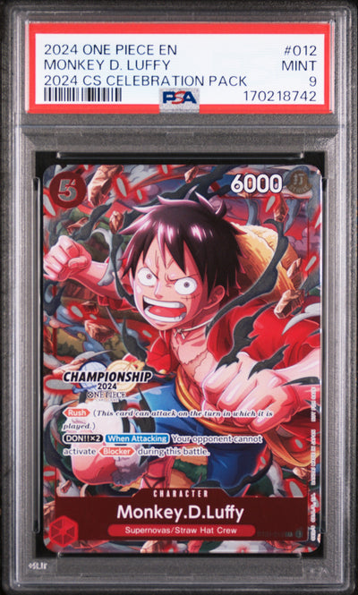 2024 Pokemon Tournament Promo Celebration Pack Monkey D. Luffy #ST01-012 PSA 9