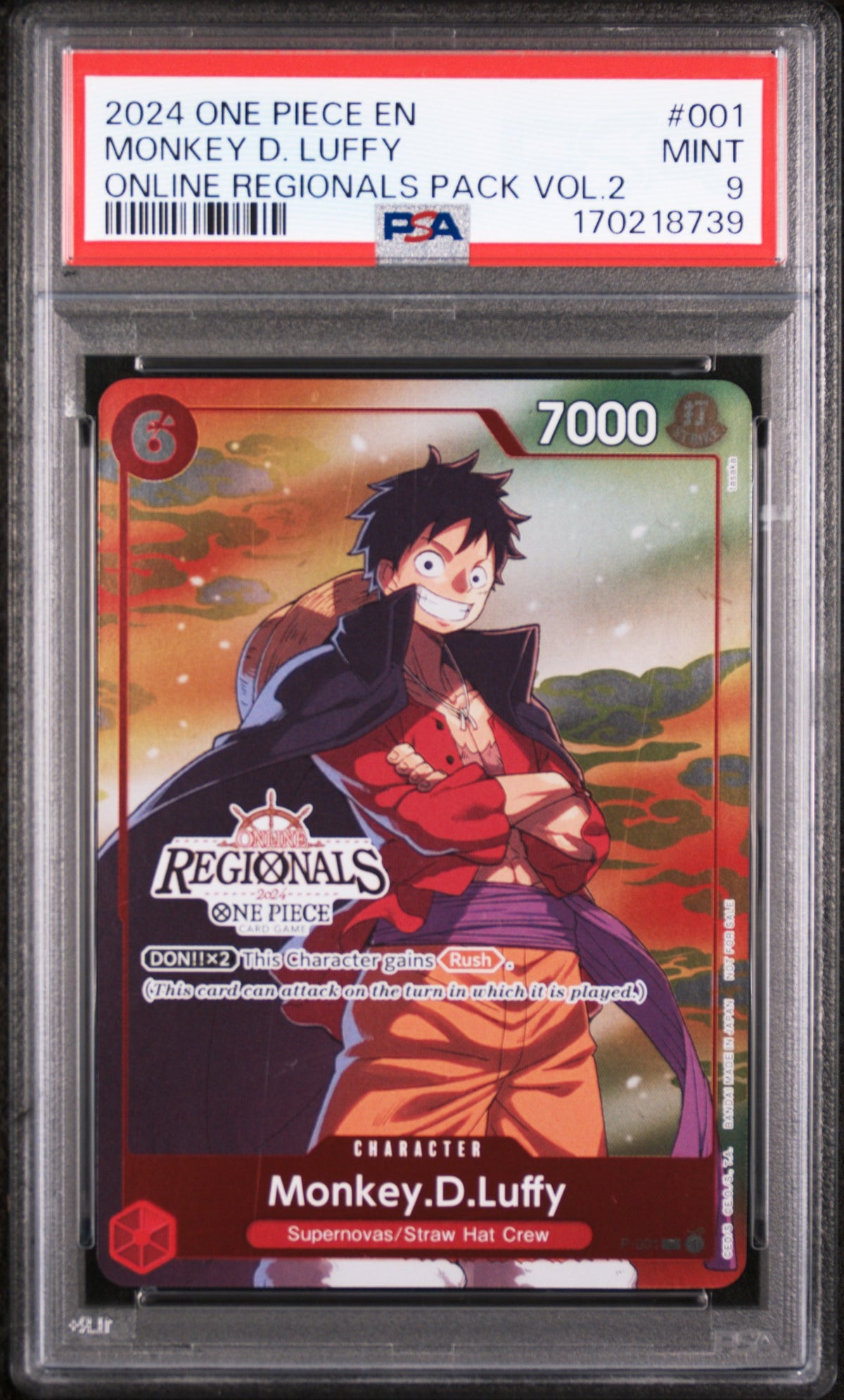 2024 One Piece Online Regionals Pack Volume 2 Monkey D. Luffy #001 PSA 9