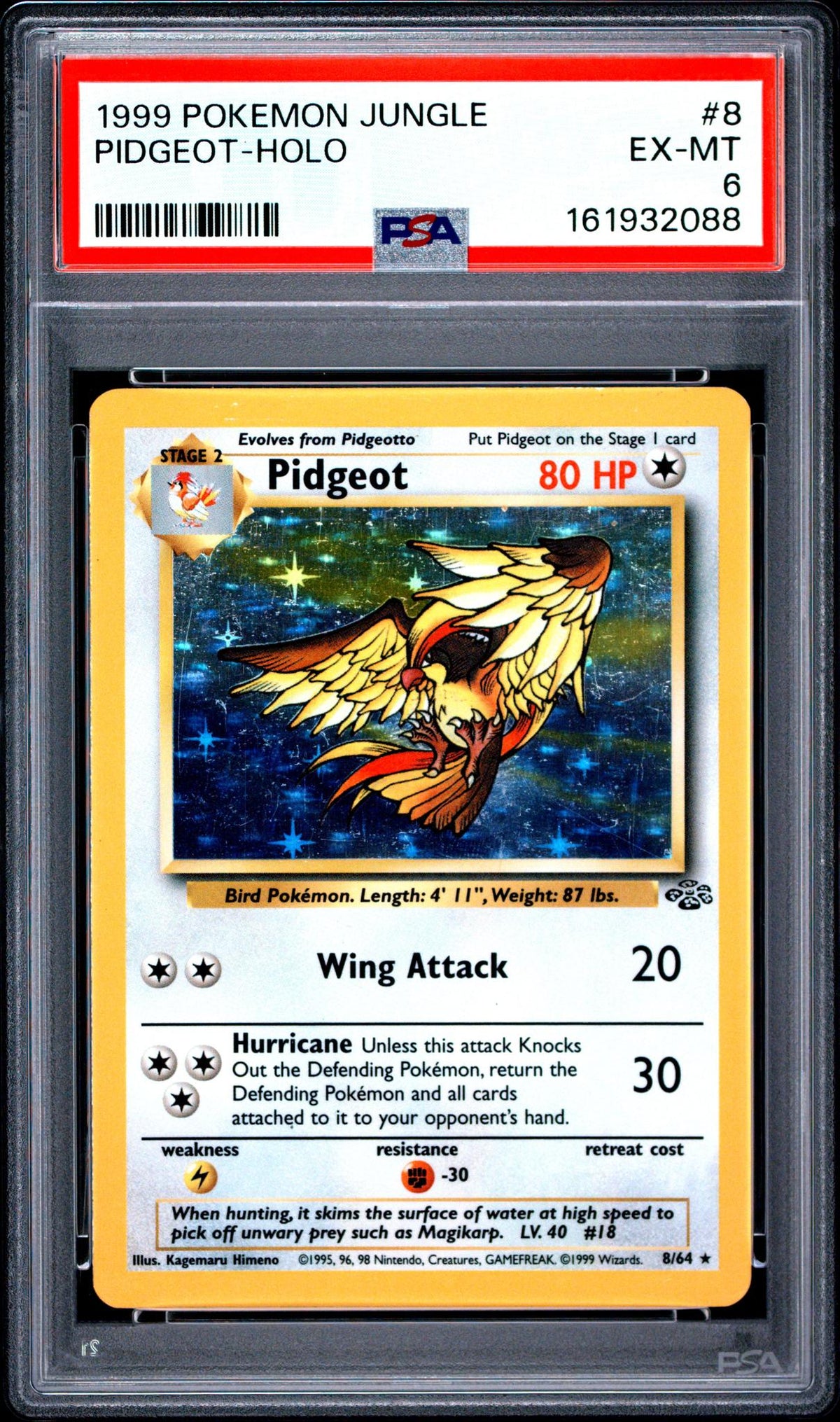 1999 Pokemon Jungle Holo Pidgeot #8 PSA 6