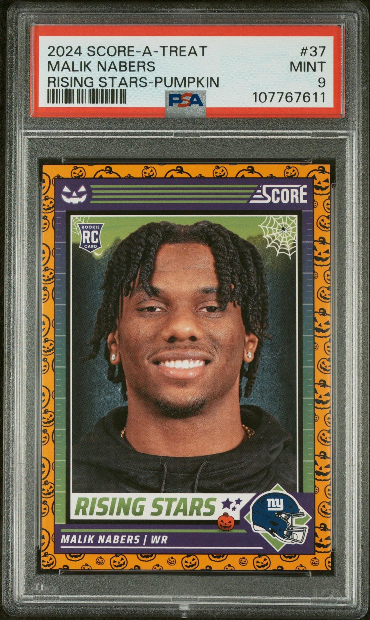 2024 Panini Score-A-Treat Rising Stars Orange Pumpkin Malik Nabers #37 PSA 9