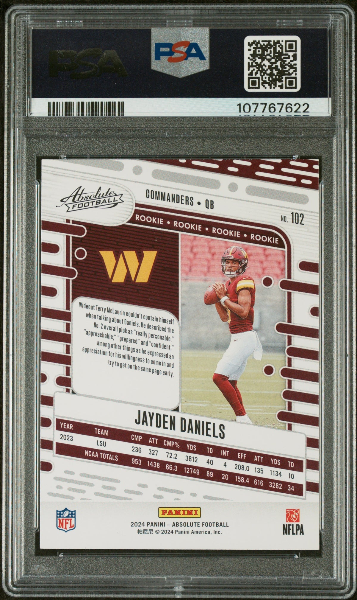 2024 Panini Absolute Jayden Daniels #102 PSA 9