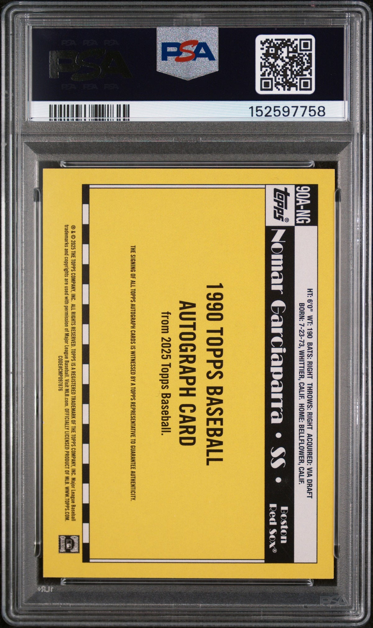 2025 Topps Series 1 Nomar Garciaparra #90A-NG PSA 8