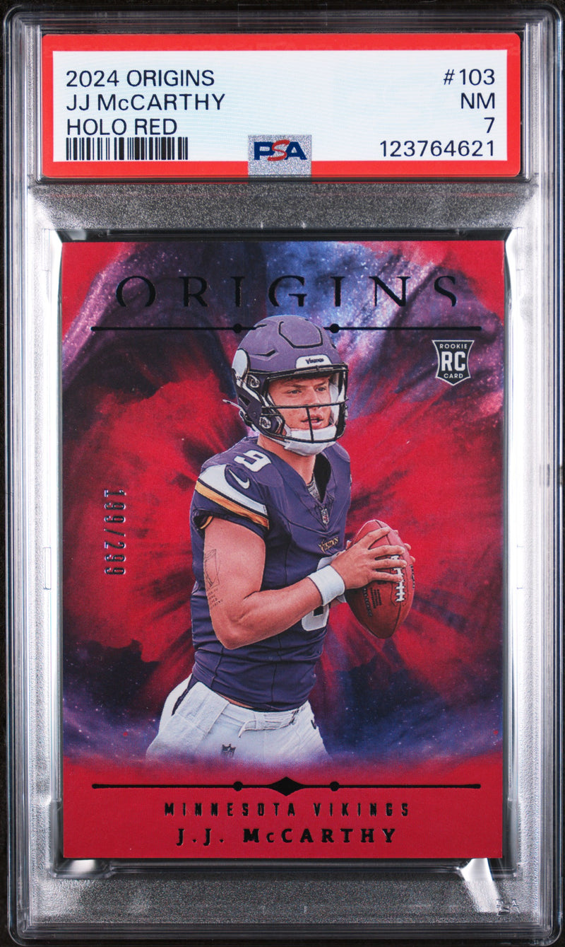 2024 Origins Holo Red JJ Mccarthy #103 /299 PSA 7