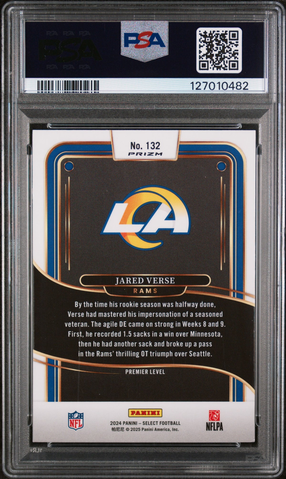 2024 Panini Select Zebra Shock Jared Verse #132 PSA 7