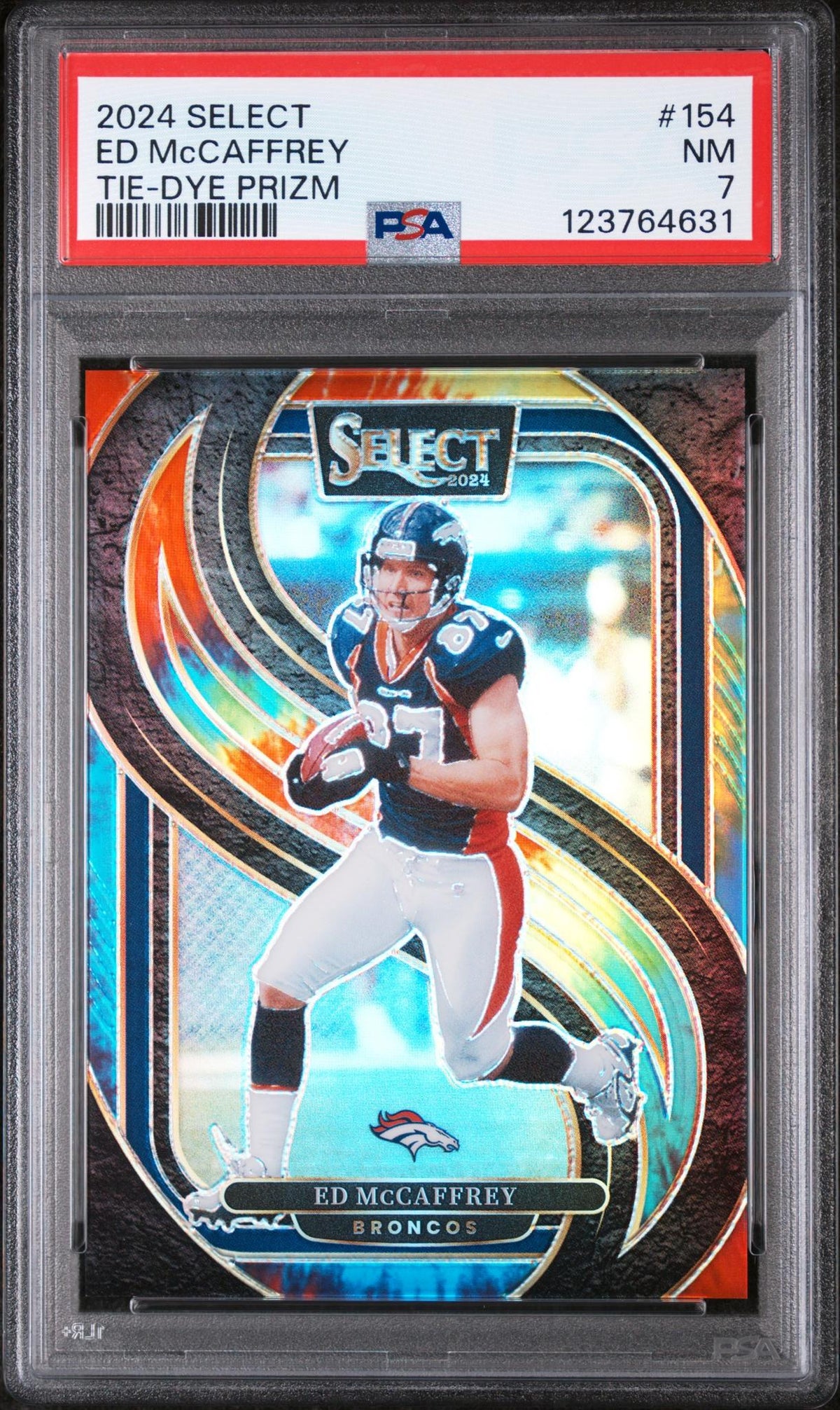 2024 Panini Select Prizm Tie Dye Ed Mccaffrey #154 /25 PSA 7