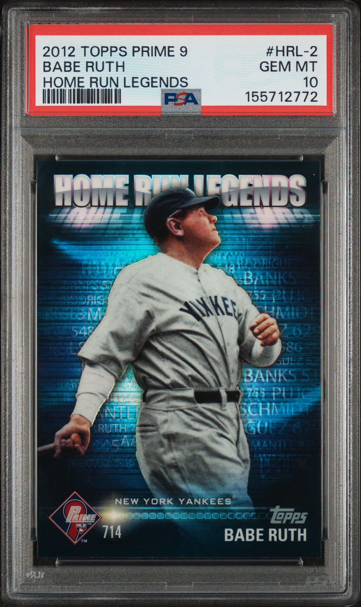 2012 Topps Prime Nine Home Run Legends Babe Ruth #HRL2 PSA 10