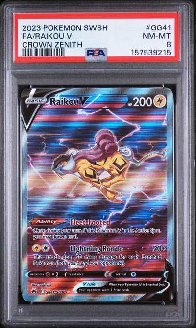 2023 Pokemon Sword and Shield Crown Zenith Galarian Gallery Raikou V #GG41 PSA 8