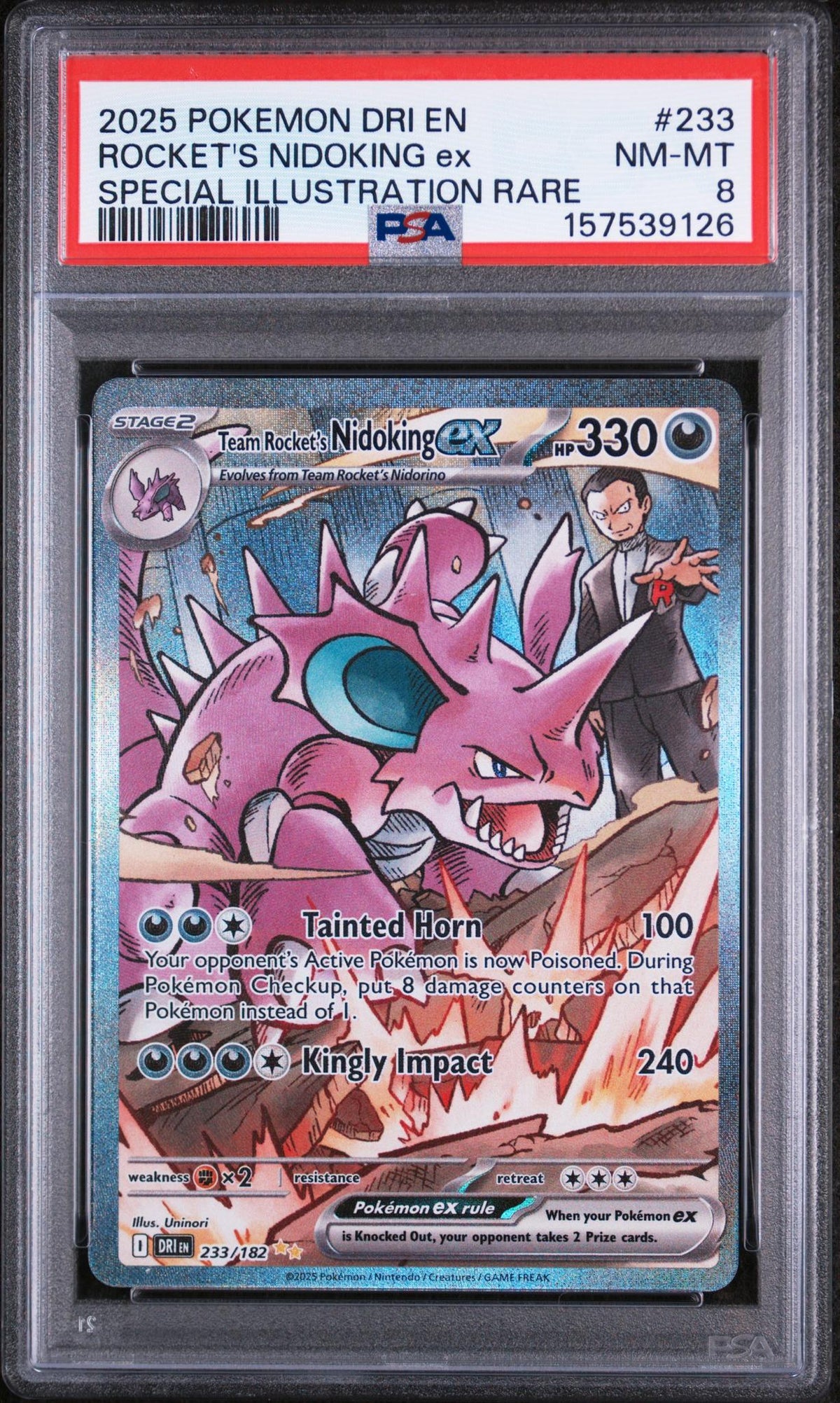 2025 Pokemon Scarlet and Violet Destined Rivals Special Illustration Rare Team Rocket's Nidoking Ex #233 PSA 8