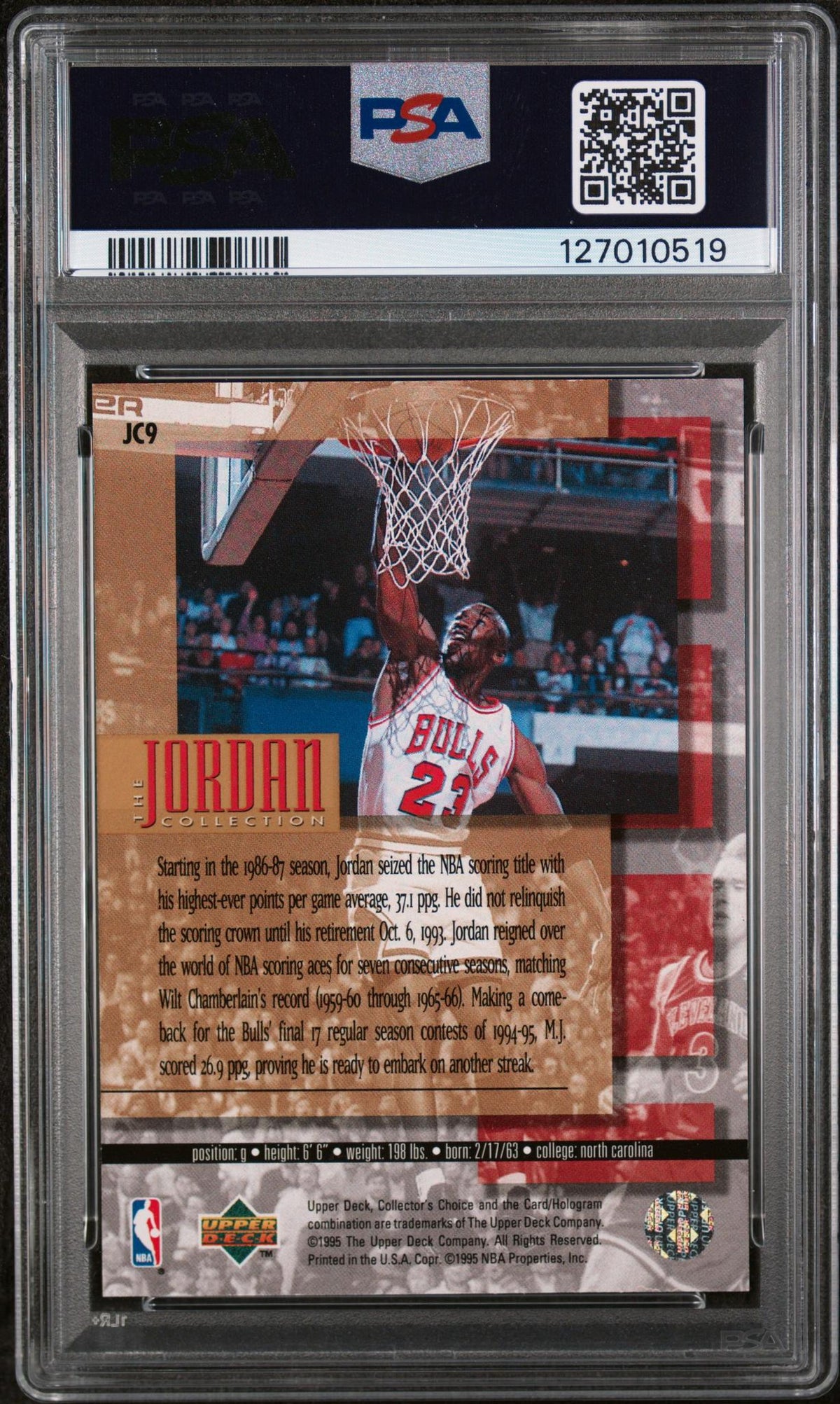 1995 Upper Deck Jordan Collection 7 Consecutive Scoring Michael Jordan #JC9 PSA 7