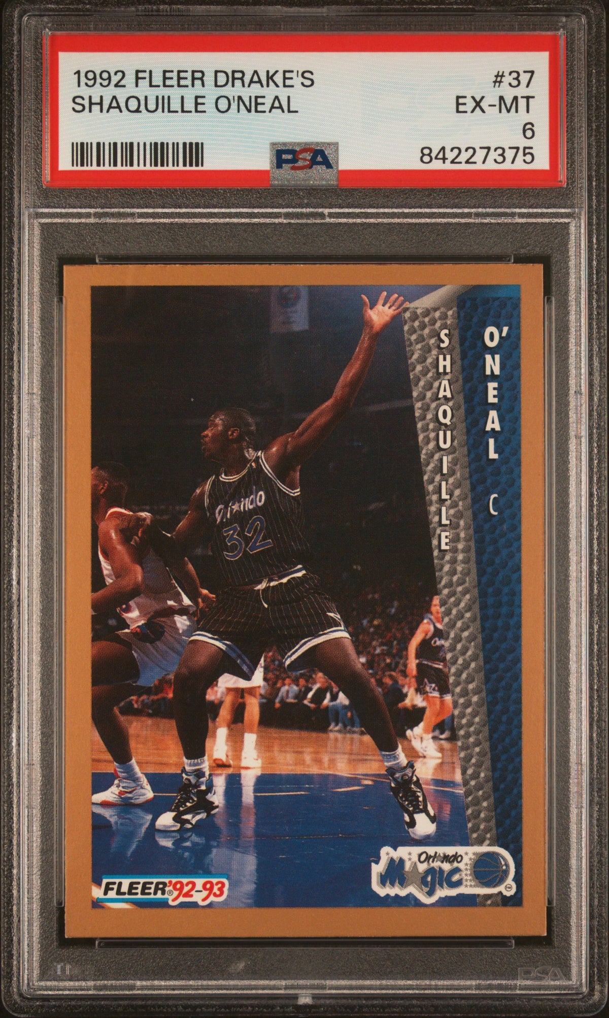 1992 Fleer Drake's Shaquille O'Neal #37 PSA 6