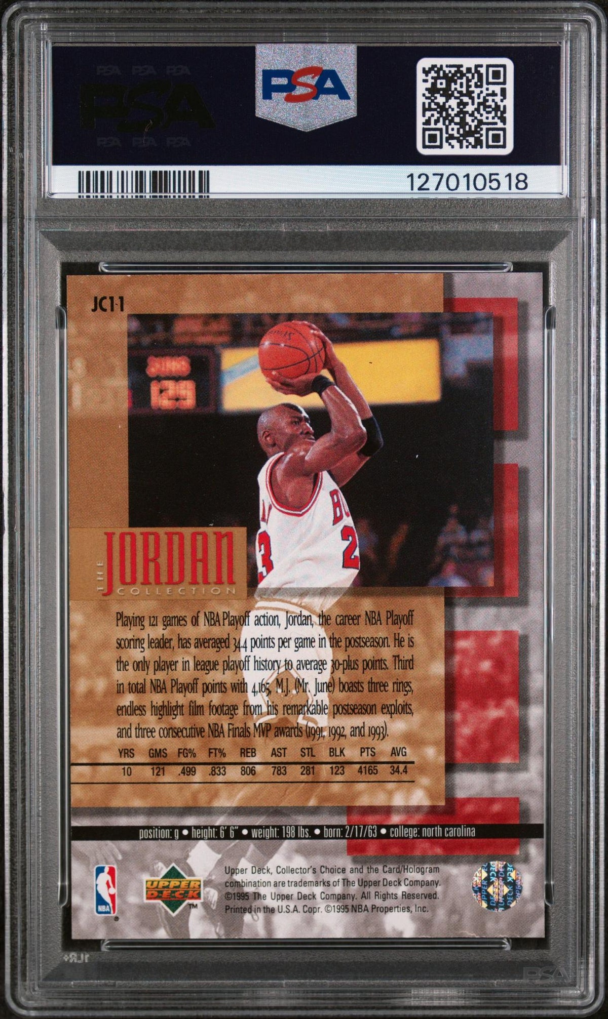 1995 Collector's Choice Jordan Collection Michael Jordan #JC11 PSA 7