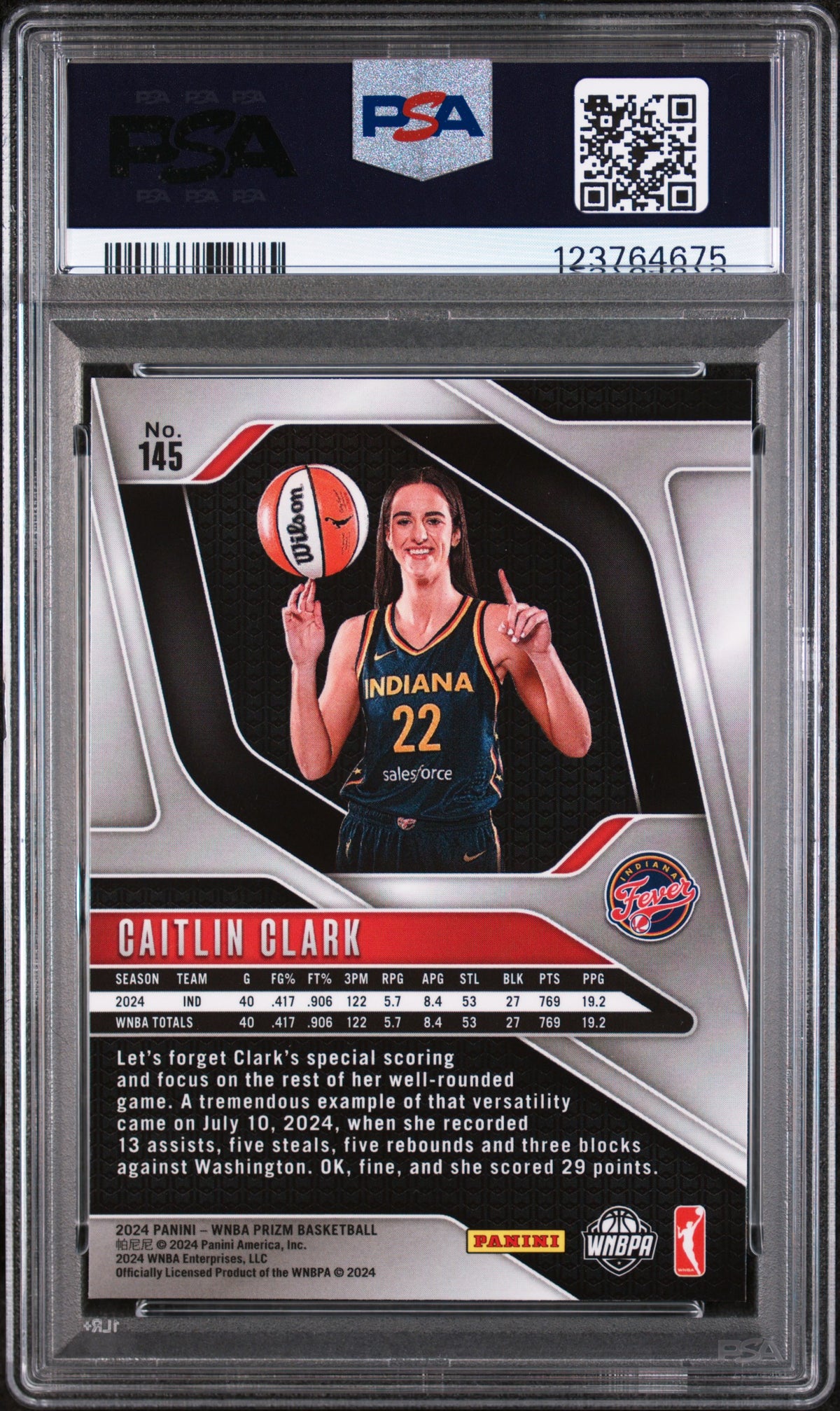 2024 Panini Prizm WNBA Caitlin Clark #145 PSA 6