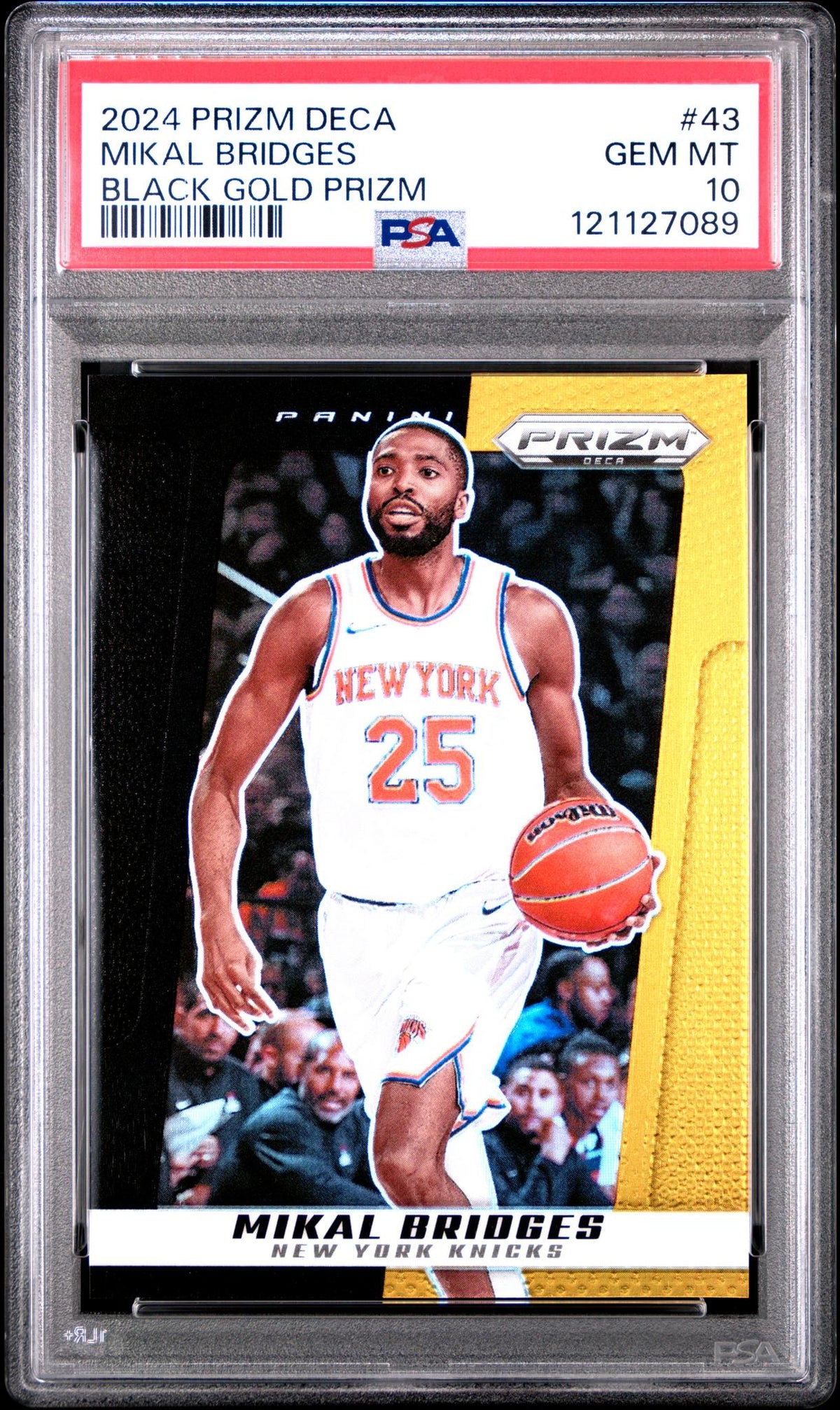 2024 Panini Prizm Deca Black Gold Prizm Mikal Bridges #43 PSA 10