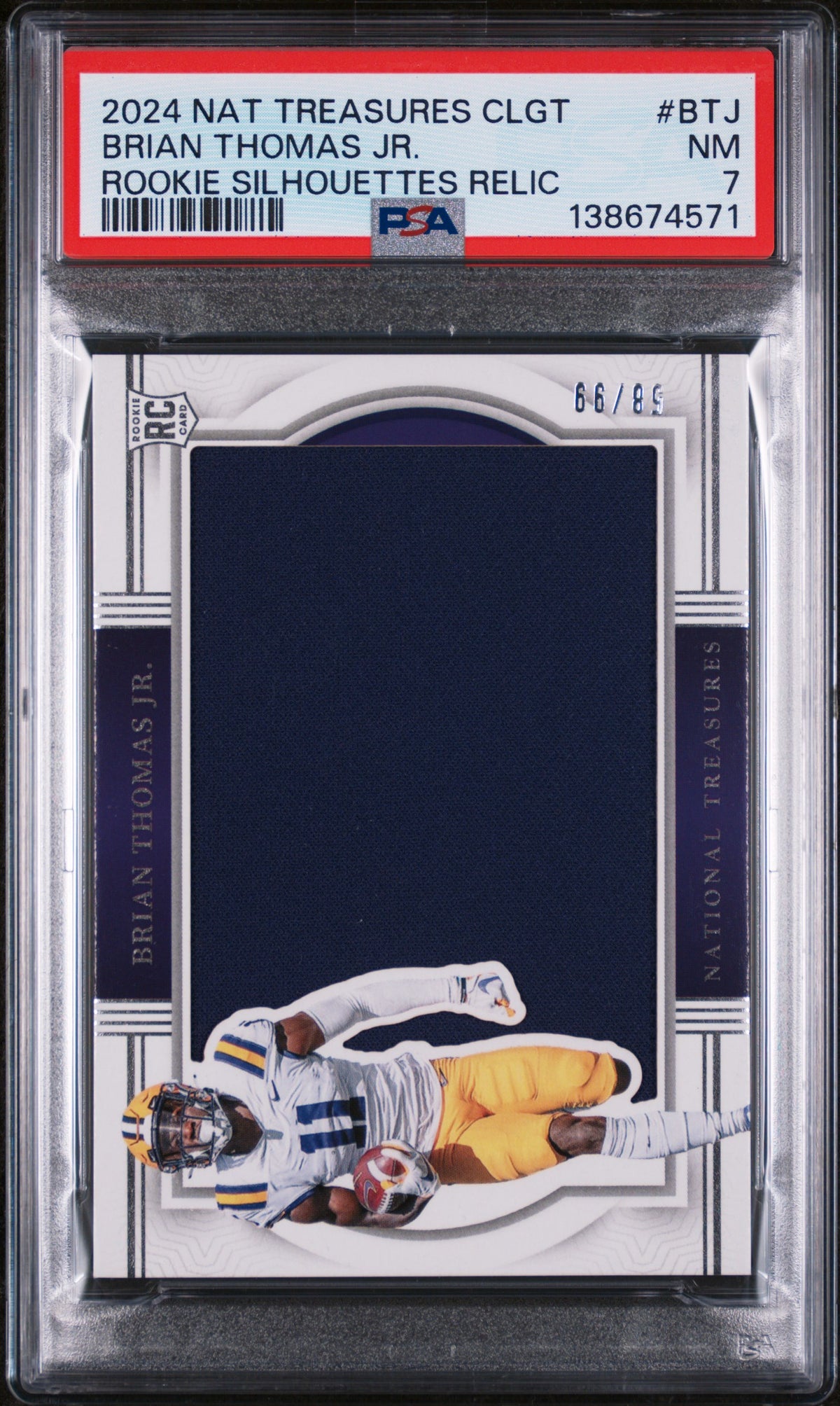 2024 Panini National Treasures Collegiate Rookie Silhouettes Relics Brian Thomas Jr. #BTJ PSA 7