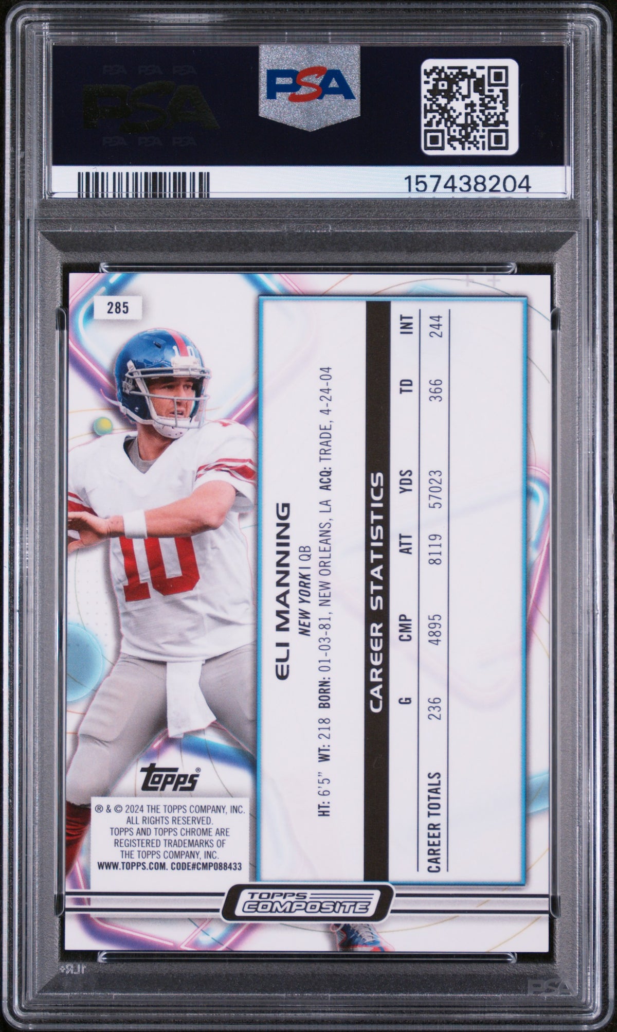 2023 Topps Composite Gold Interstellar Eli Manning #285 /100 PSA 10