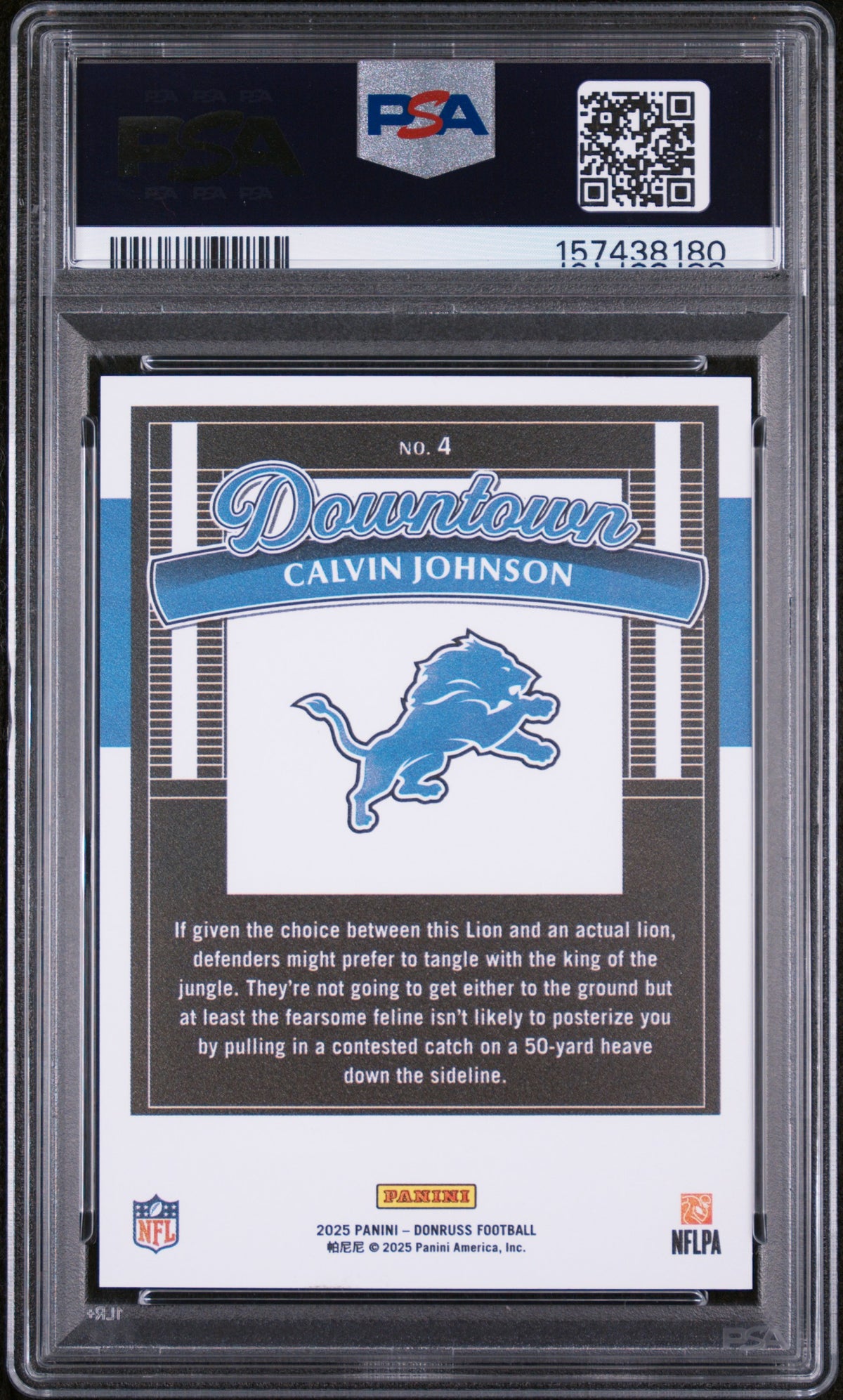 2025 Panini Donruss Downtown Calvin Johnson #4 PSA 10