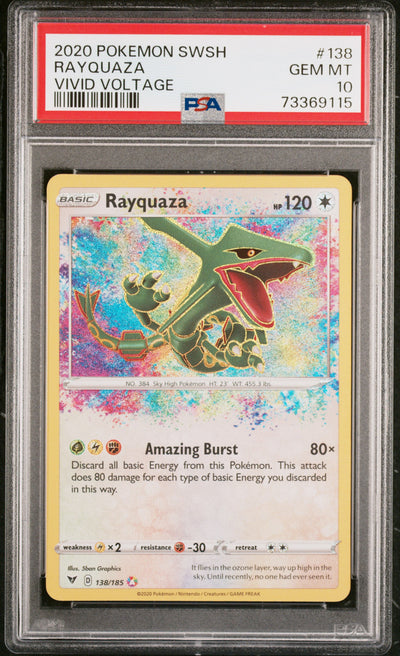 2020 Pokemon Sword and Shield Vivid Voltage Rayquaza #138 PSA 10
