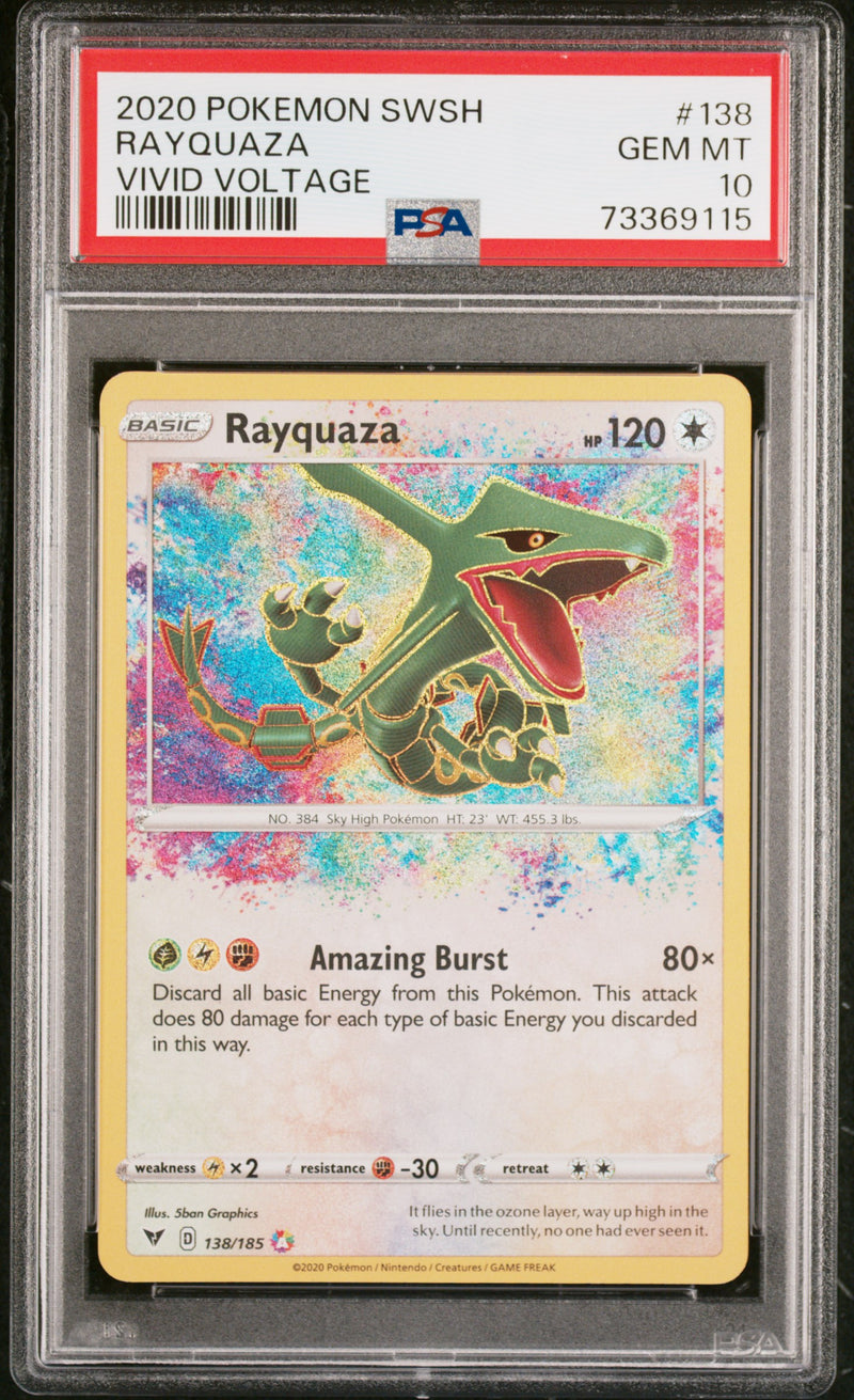 2020 Pokemon Sword and Shield Vivid Voltage Rayquaza #138 PSA 10
