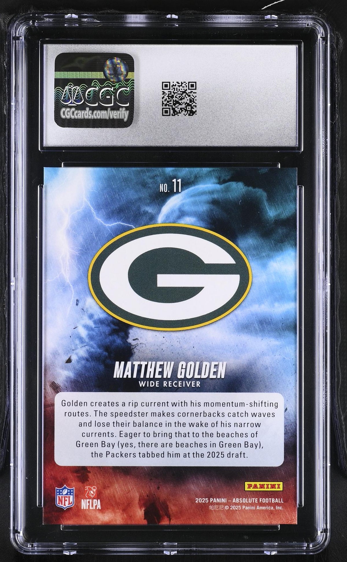 2025 Absolute #11 Matthew Golden By Storm CGC 10