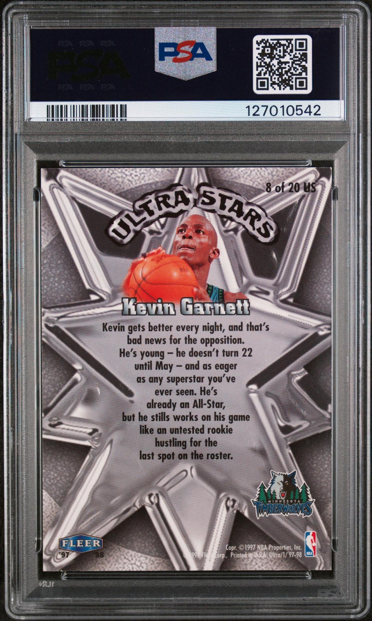 1997 Ultra Stars Kevin Garnett #8 PSA 7