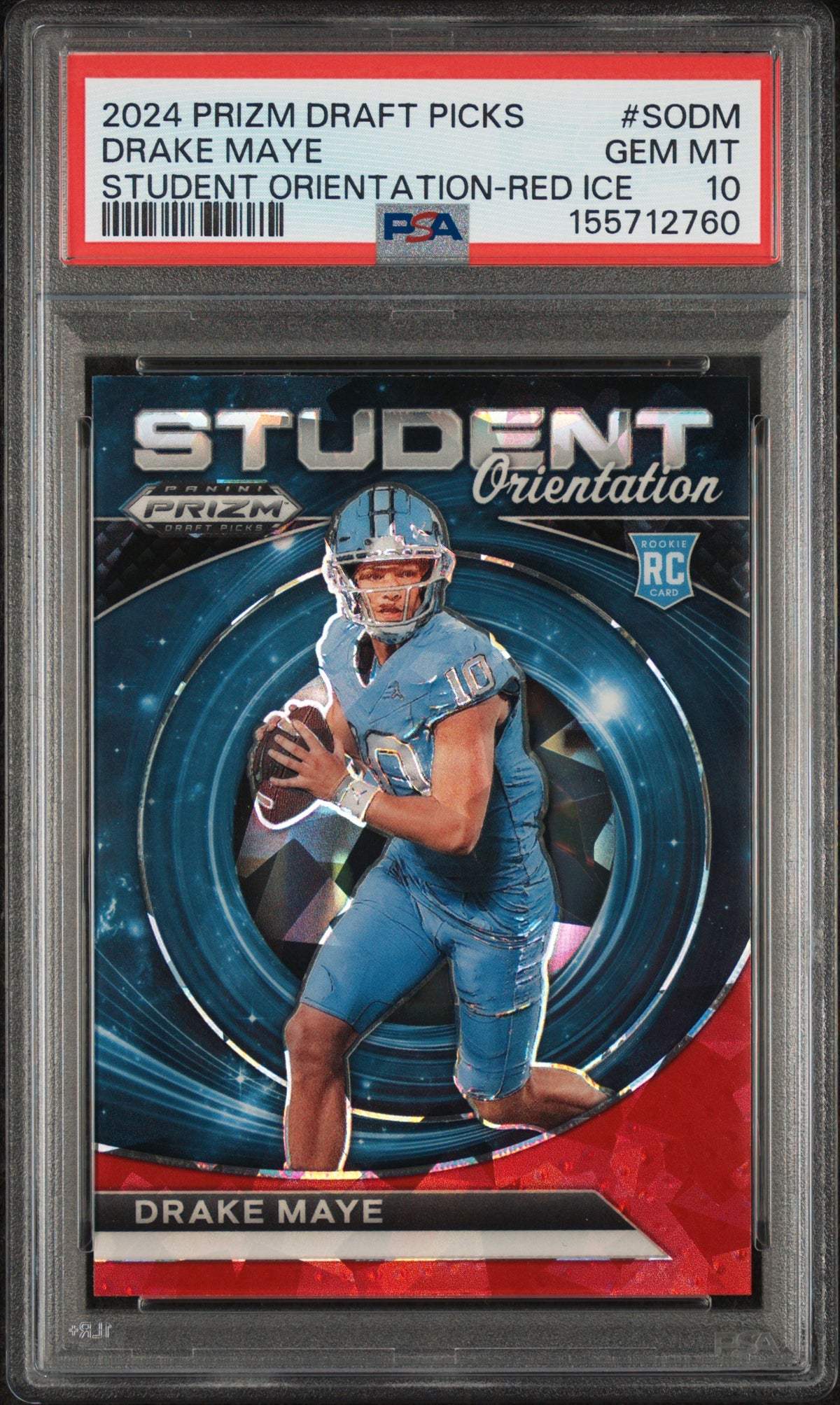 2024 Panini Prizm Draft Picks Red Ice Prizm Drake Maye #SO-DM PSA 10