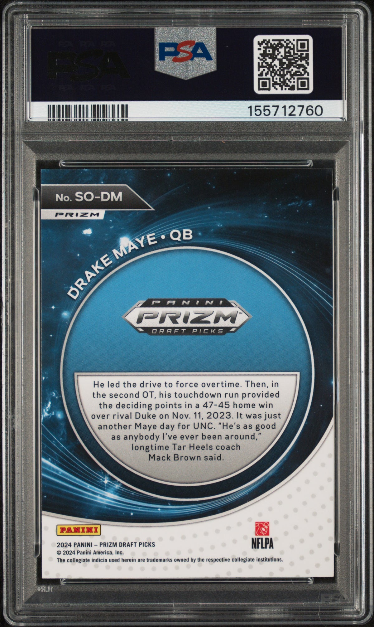 2024 Panini Prizm Draft Picks Red Ice Prizm Drake Maye #SO-DM PSA 10
