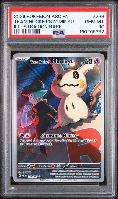 2026 Pokemon Mega Evolution Ascended Heroes Illustration Rare Team Rocket's Mimikyu #238 PSA 10