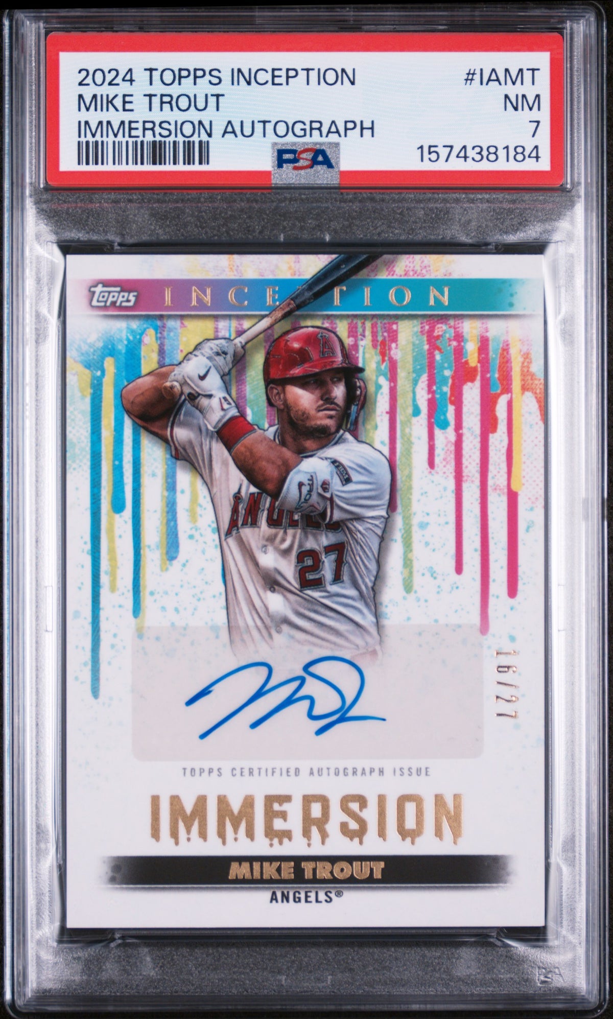 2024 Topps Inception Immersion Autographs Mike Trout #IAMT /27 PSA 7